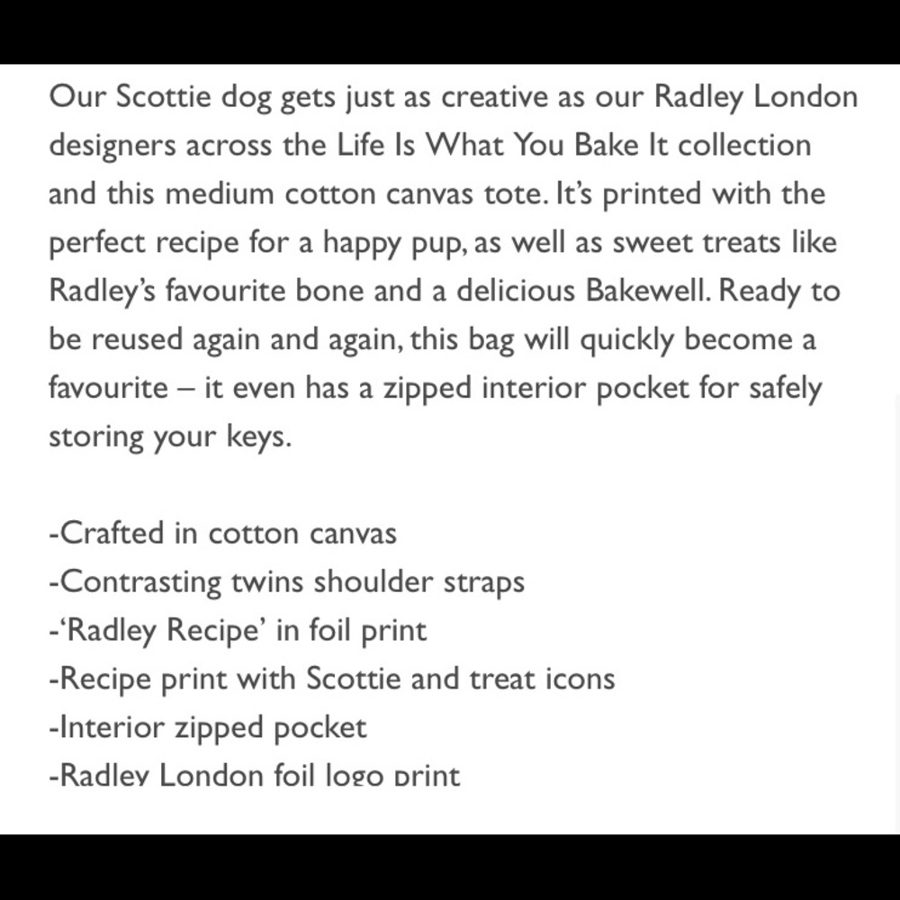 Brand New Radley Life is What You Bake It Tote - Picture 3 of 8
